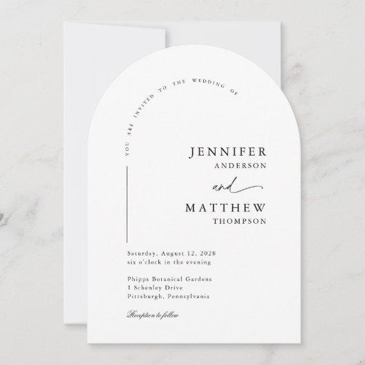 Boho Arch Simple Wedding Einladung (Vorderseite)