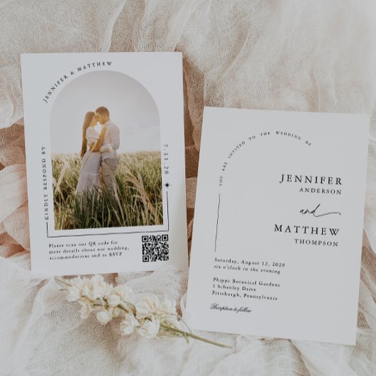 Boho Arch Simple Wedding mit UAWG QR Code Einladung