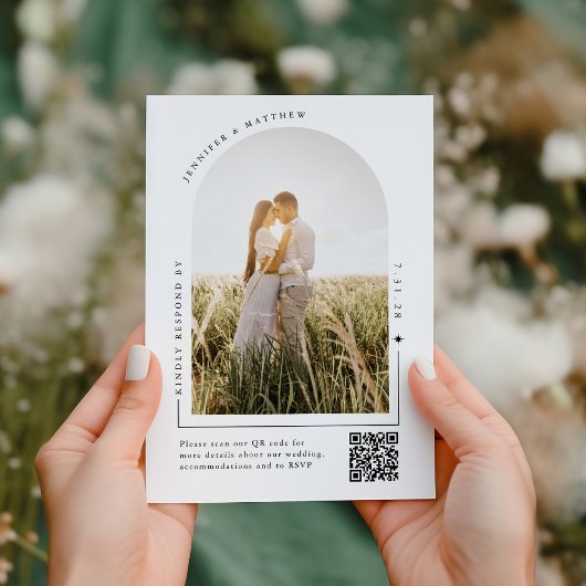 Boho Arch Simple Wedding mit UAWG QR Code Einladung