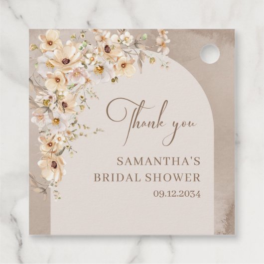 Boho arch Summer Wildblume rustikales Brautparty Geschenkanhänger (Rückseite)