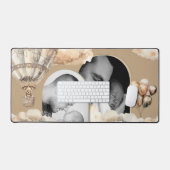 Boho Arch Teddy Bear Air Ballon Wolken Foto Schreibtischunterlage (Tastatur & Maus)