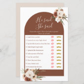 Boho Arch Terracota Er sagte, sie sagte Games Card (Vorne/Hinten)