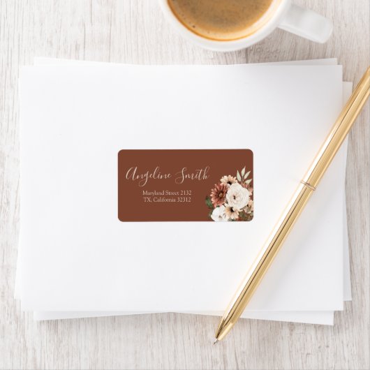 Boho Arch Terracota Floral Baby Showadresse Adressaufkleber (Insitu)