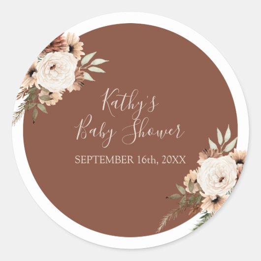 Boho Arch Terracota Floral Vielen Dank Sticker (Vorderseite)