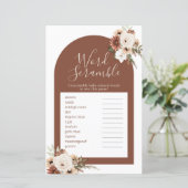 Boho Arch Terracota Watercolor Word Scramble (Stehend Vorderseite)