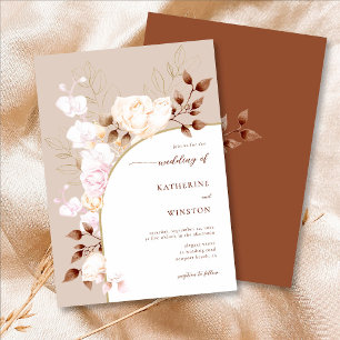 Boho Arch Terracotta Fall Wreath Floral Wedding Einladung