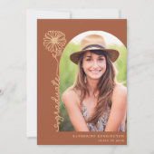 Boho Arch Terracotta Gold Handgeschriebenes Foto Einladung (Vorderseite)