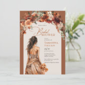 Boho arch terracotta Herbst Blumenstrauß Einladung (Stehend Vorderseite)