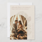 Boho Arch und Palm Terracotta Save the Date Einladung (Vorderseite)