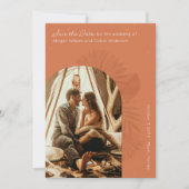 Boho Arch und Palm Terracotta Save the Date Einladung (Vorderseite)