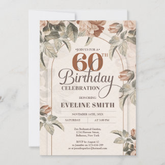 Boho arch Vintag erdfarbene Blume Salbei Einladung