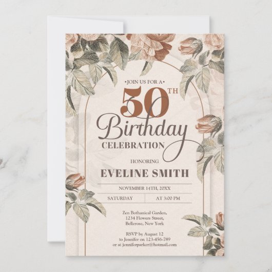 Boho arch Vintage Terrakotta Rose Saline Einladung (Vorderseite)