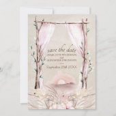 Boho Arch Watercolor Sonnenuntergang am Strand Einladung (Vorderseite)