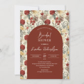 Boho arch watercolor Terracotta Elfenbein Wildblum Einladung (Vorderseite)