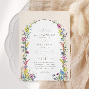 Boho Arch Watercolor Wildblume Hochzeit Einladung