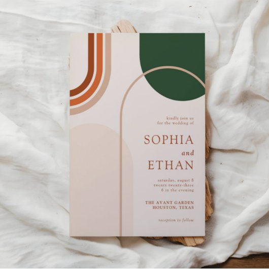 Boho Arch Wedding Einladung Terraccota Rust Beige