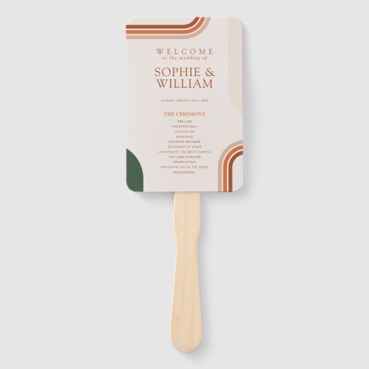 Boho Arch Wedding Programm Fan, Zeremonie Programm Fächer (Vorderseite)