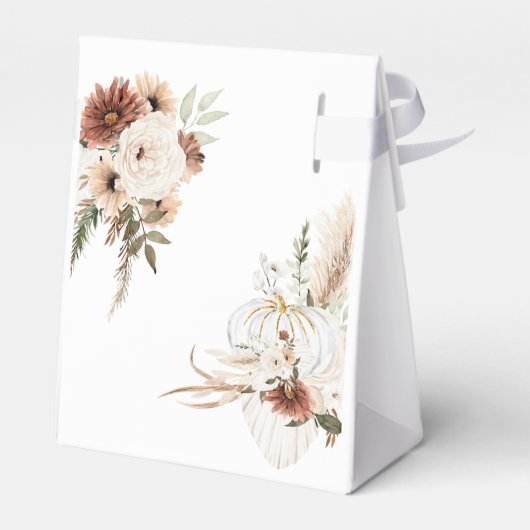 Boho Arch White Pumpkin Fall Liebe Gefallen Box Geschenkschachtel (Rückseite)