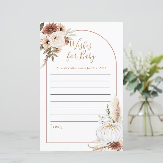 Boho Arch White Pumpkin Wasserfarbe Wünsche für Ba (Stehend Vorderseite)