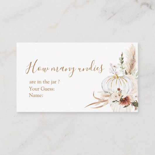 Boho Arch White Pumpkin Wie viele Unies Begleitkarte (Vorderseite)