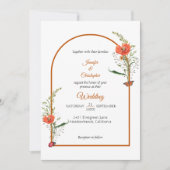 Boho Arch Wildblume Orange Wedding Einladung (Vorderseite)
