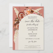 BOHO Arched BOHO Elegant Fall Floral Pampas Grass Save The Date (Vorderseite)