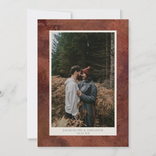 BOHO Arched BOHO Elegant Fall Floral Pampas Grass Save The Date (Rückseite)