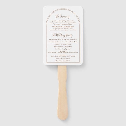 BOHO Arches terracotta Hochzeitsprogrammfan Fächer (Rückseite)