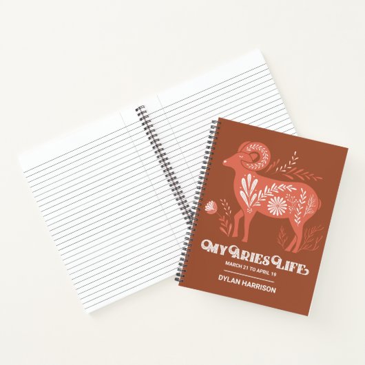 Boho Aries Zodiac Sign Personalisiert Journal Notizblock (Innenseite)