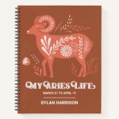 Boho Aries Zodiac Sign Personalisiert Journal Notizblock (Vorderseite)