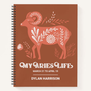 Boho Aries Zodiac Sign Personalisiert Journal Notizblock
