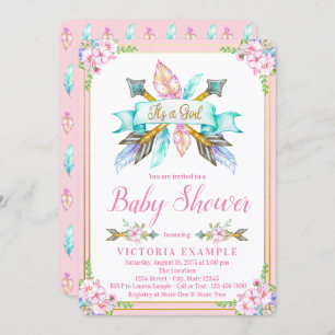 Boho Arrow Feather Baby Shower Einladungen