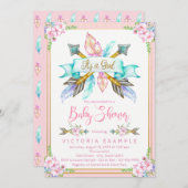 Boho Arrow Feather Girl Baby Shower Einladungen (Vorne/Hinten)