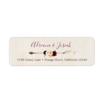 Boho Arrow Peach & Burgundy Rusic Floral Address