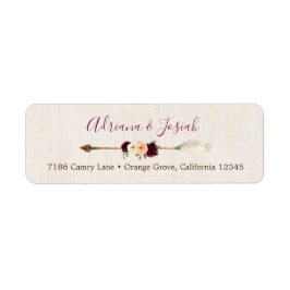 Boho Arrow Peach & Burgundy Rusic Floral Address