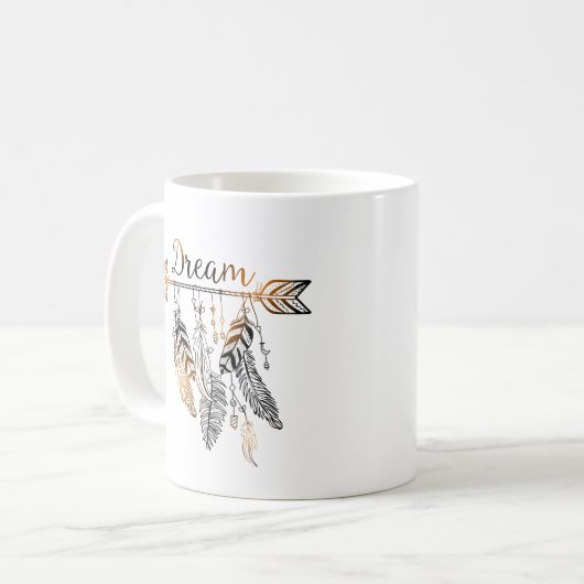 Boho Arrow und Feather Dream Kaffeetasse (Vorderseite Links)
