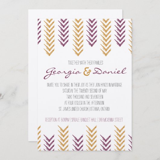 Boho Arrowhead Wedding Einladung (Vorne/Hinten)