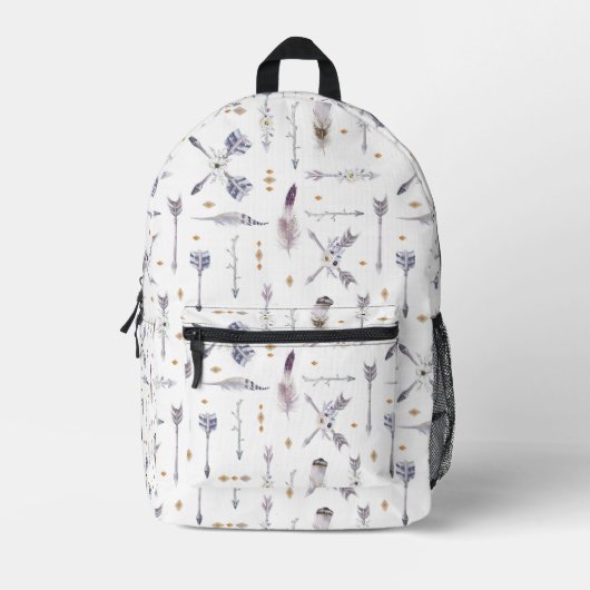 Boho Arrows & Sky Feathers Bedruckter Rucksack (Vorderseite)