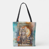 Boho Art Coffee Cats and Books Toag Tasche (Rückseite)