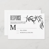Boho Art Deco Black and White Floral Response Card RSVP Karte (Vorne/Hinten)