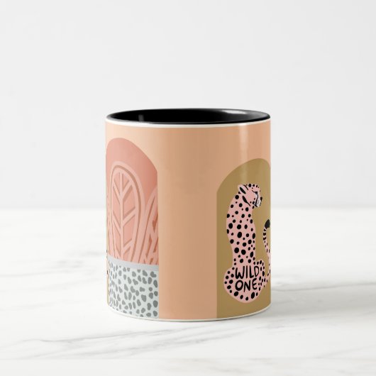 Boho Art Deco Moderner Chic Leopard Zweifarbige Tasse (Mittel)