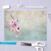 Boho Art Feathers and Blume - Decoupage Seidenpapier (Handwerk)