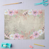 Boho Art Feathers and Blume - Decoupage Seidenpapier (Basteln)