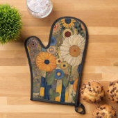 Boho Art Nouveau Gold Garden Daisy Individuelle Na Ofenhandschuh (Oben unten)