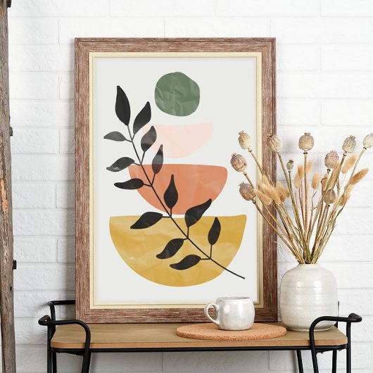 Boho Art Style Moderne Blätter Poster
