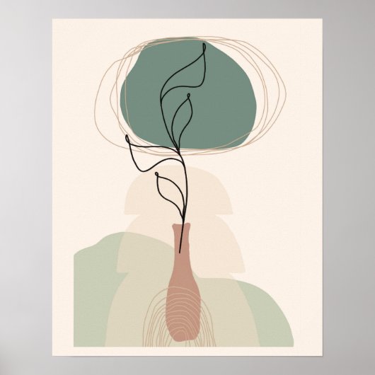 Boho Art Style Moderne Vase Pflanze Poster (Vorne)