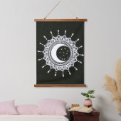 Boho Art Sun & Moon Mandala Art Wandteppich Mit Holzrahmen (Schlafzimmer)
