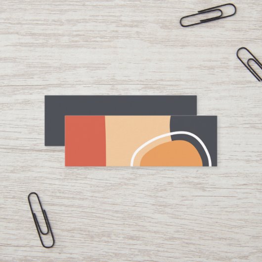 Boho art, terracotta red, blue, white line art mini visitenkarte (Vorderseite/Rückseite Beispiel)