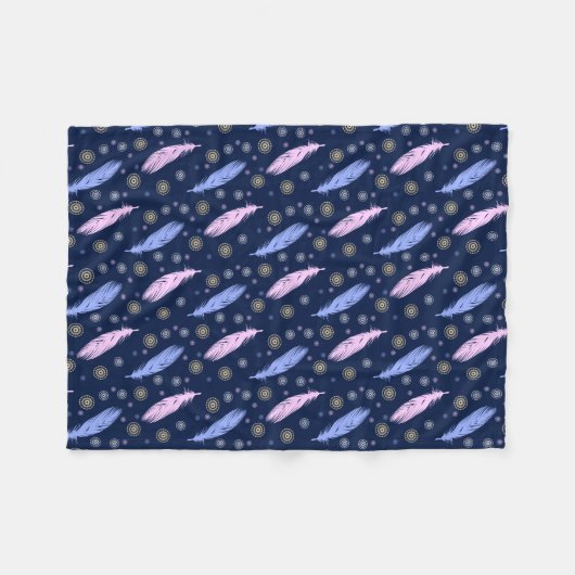 boho Art versieht Muster mit Federn Fleecedecke (Vorderseite (Horizontal))