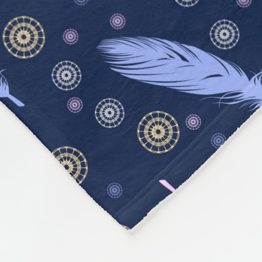 boho Art versieht Muster mit Federn Fleecedecke (Ecke)